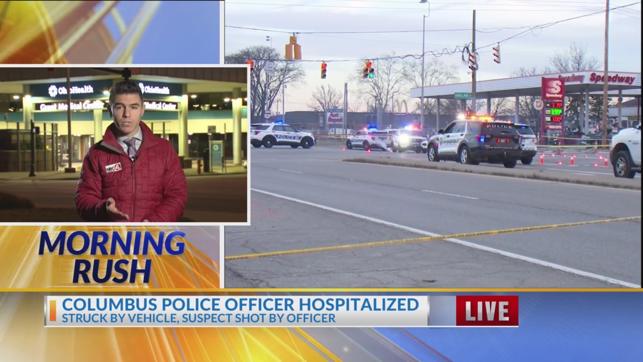 CPD officer struck by car, hospitalized; suspect shot – NBC4 WCMH-TV