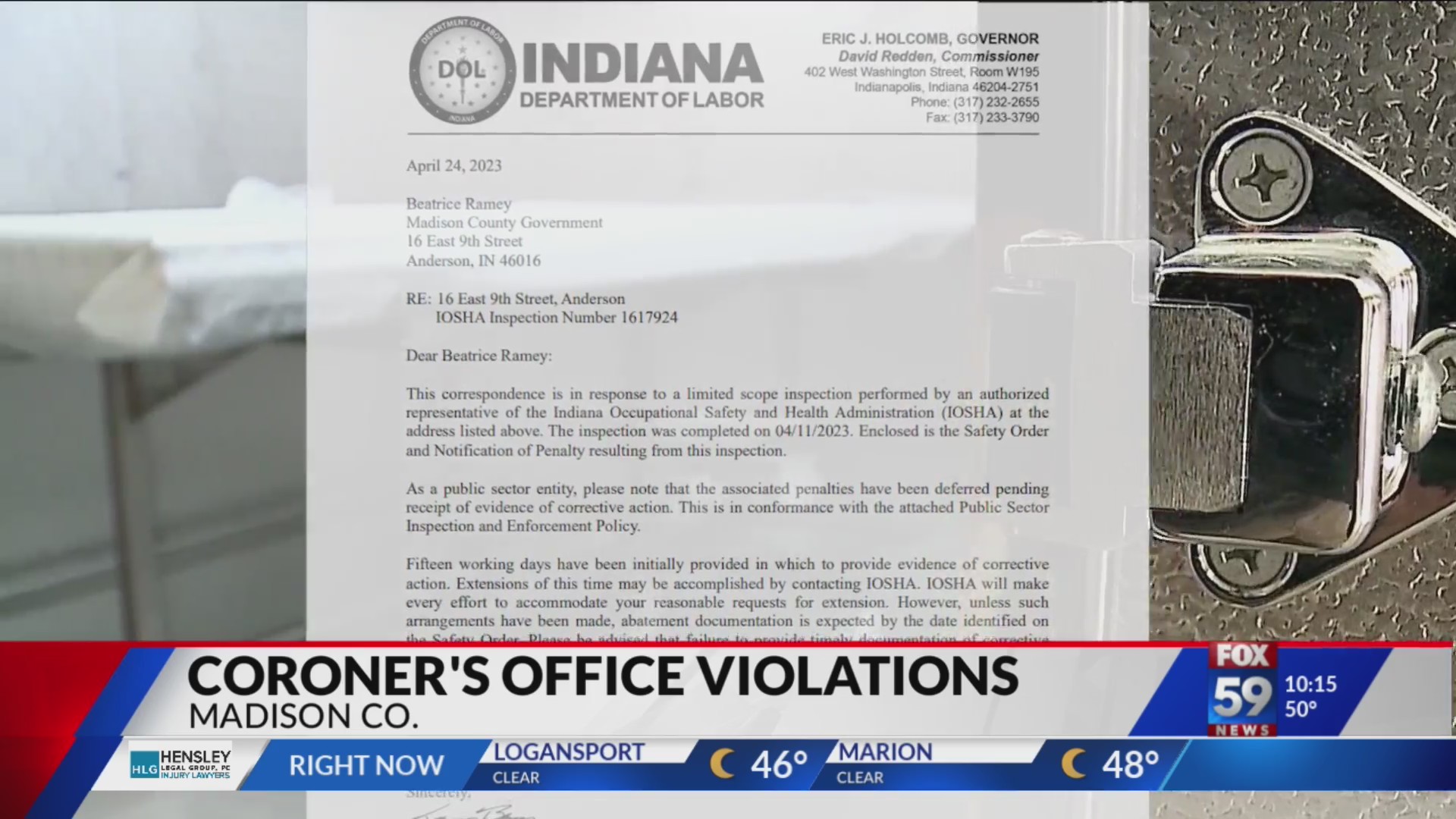 Madison County fined 22.5k for coroner’s office violations Fox 59