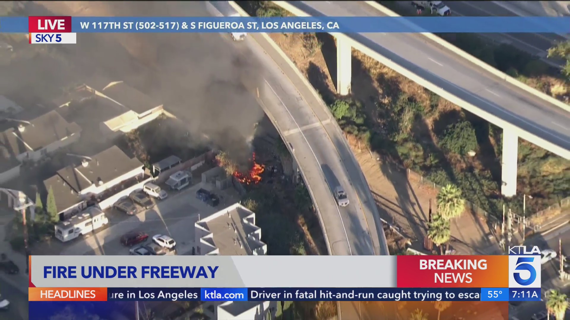 Another fire burns underneath another Los Angeles freeway – KTLA