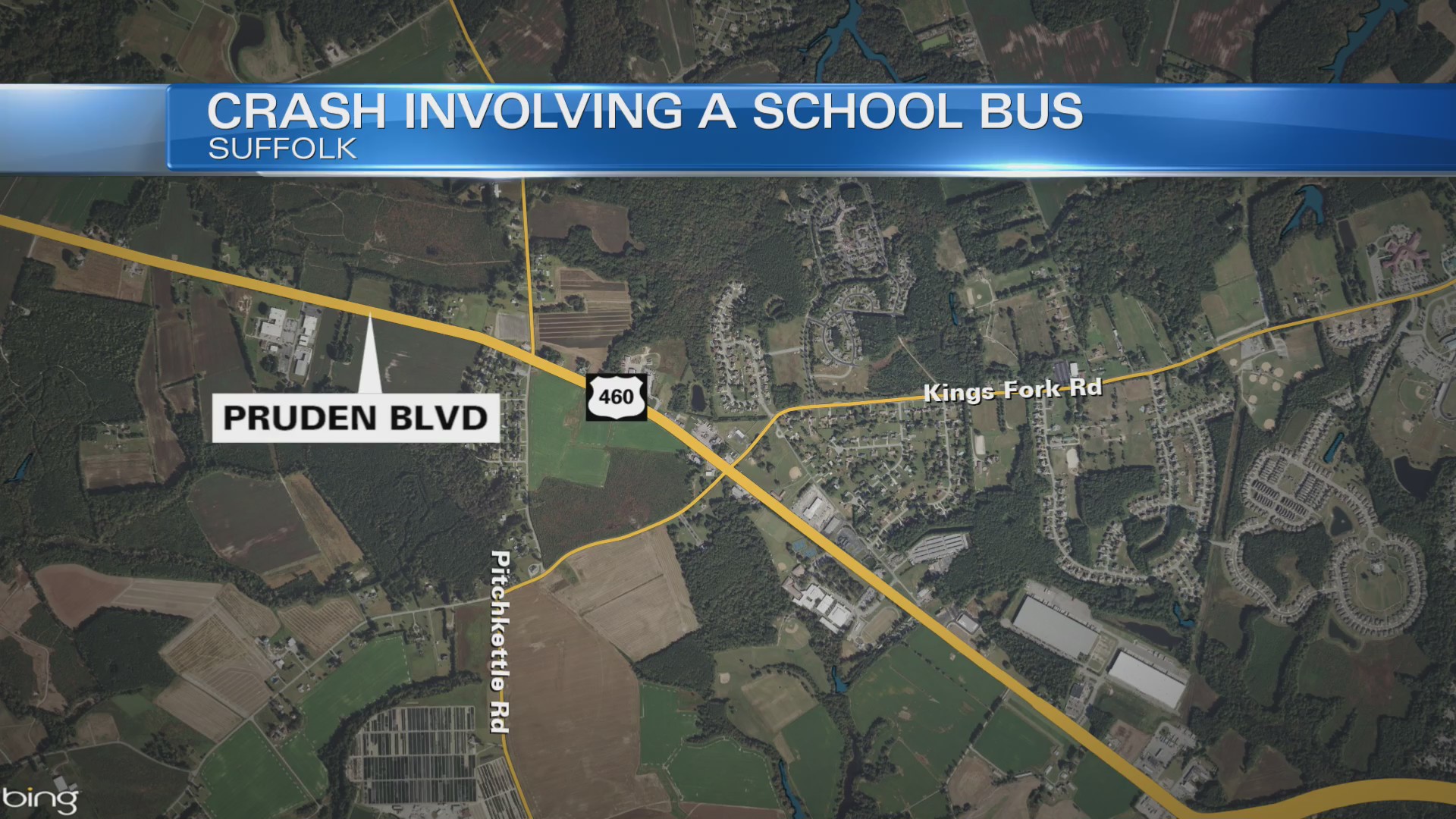 Tractortrailer, school bus crash in Suffolk, fuel spilled