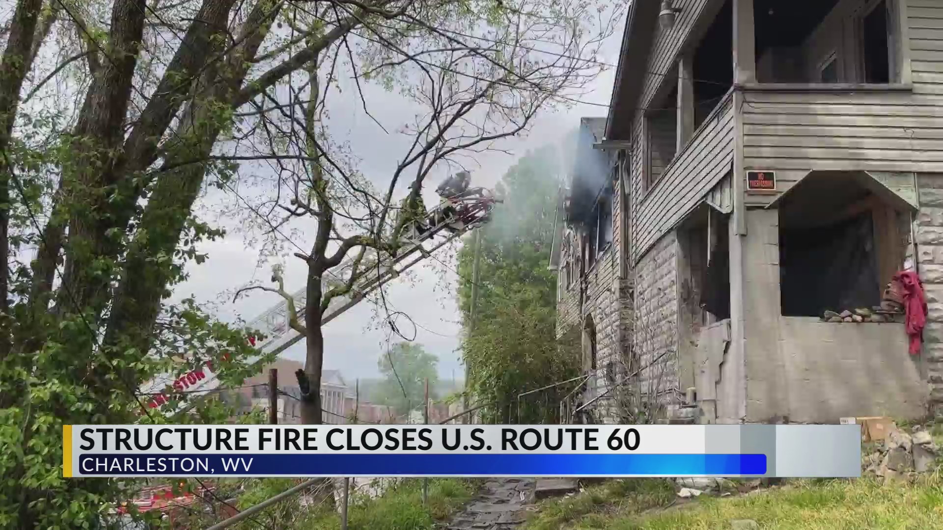 Structure fire closes U.S. Route 60 on West Side of Charleston, West ...