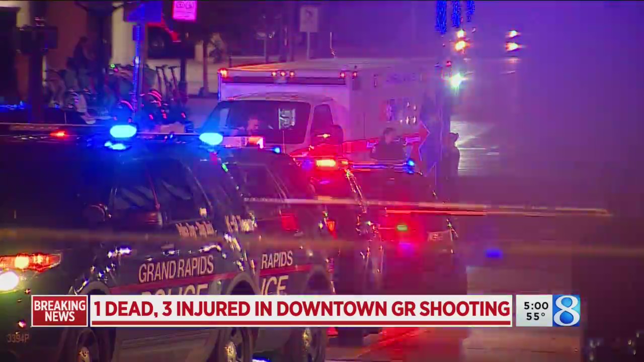 1 dead, 3 injured in shooting in downtown Grand Rapids