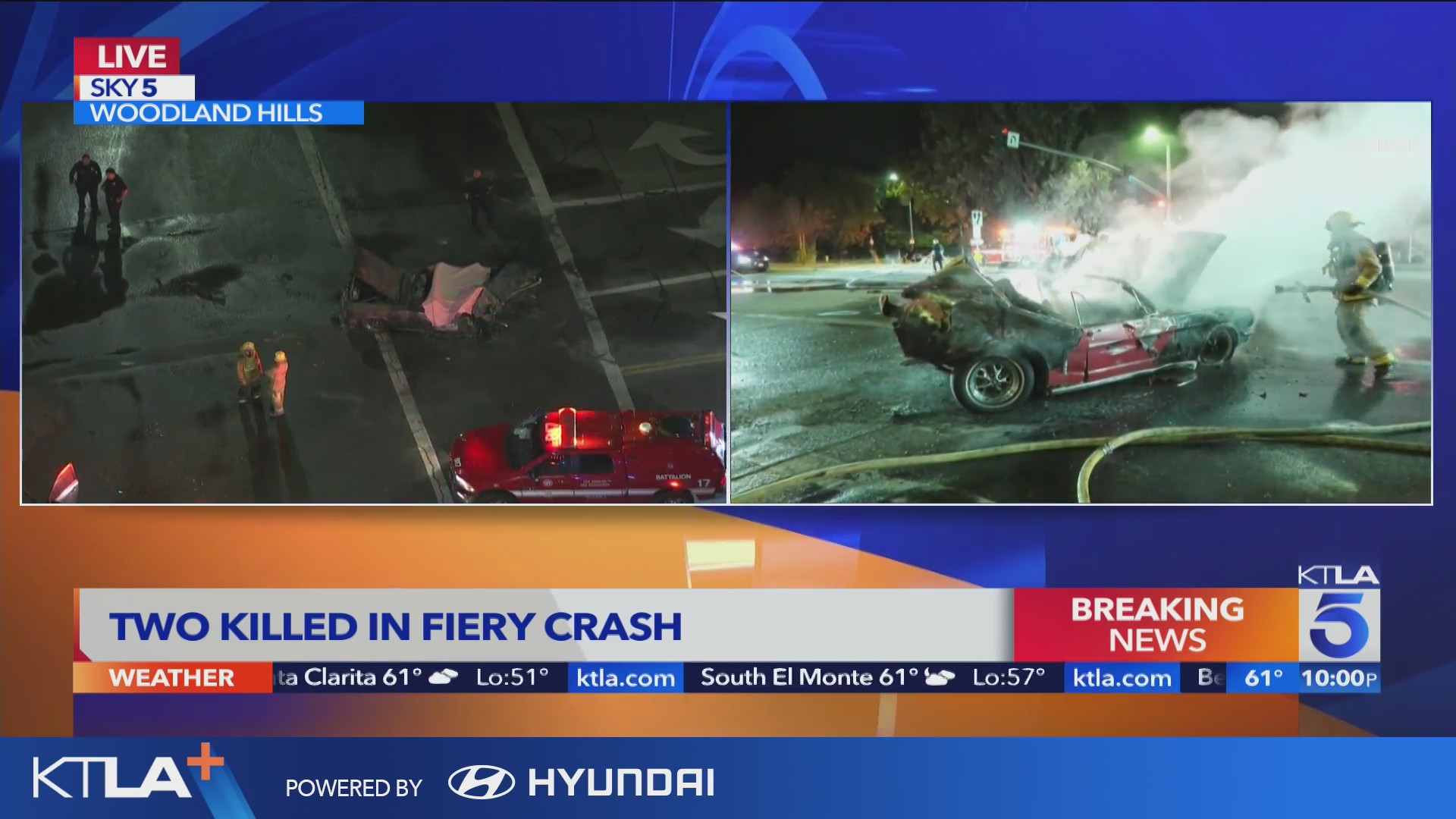 2 people killed in fiery Woodland Hills crash – KTLA