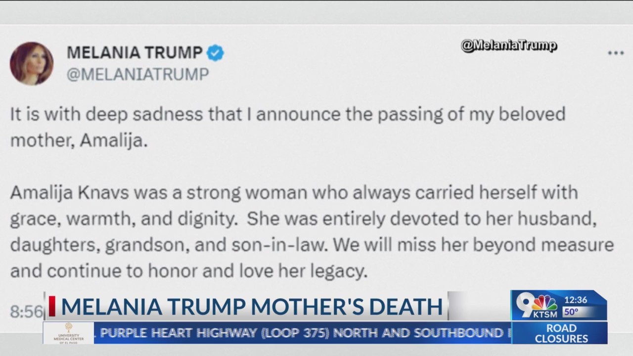 Former first lady Melania Trump’s mother, Amalija Knavs, has died ...