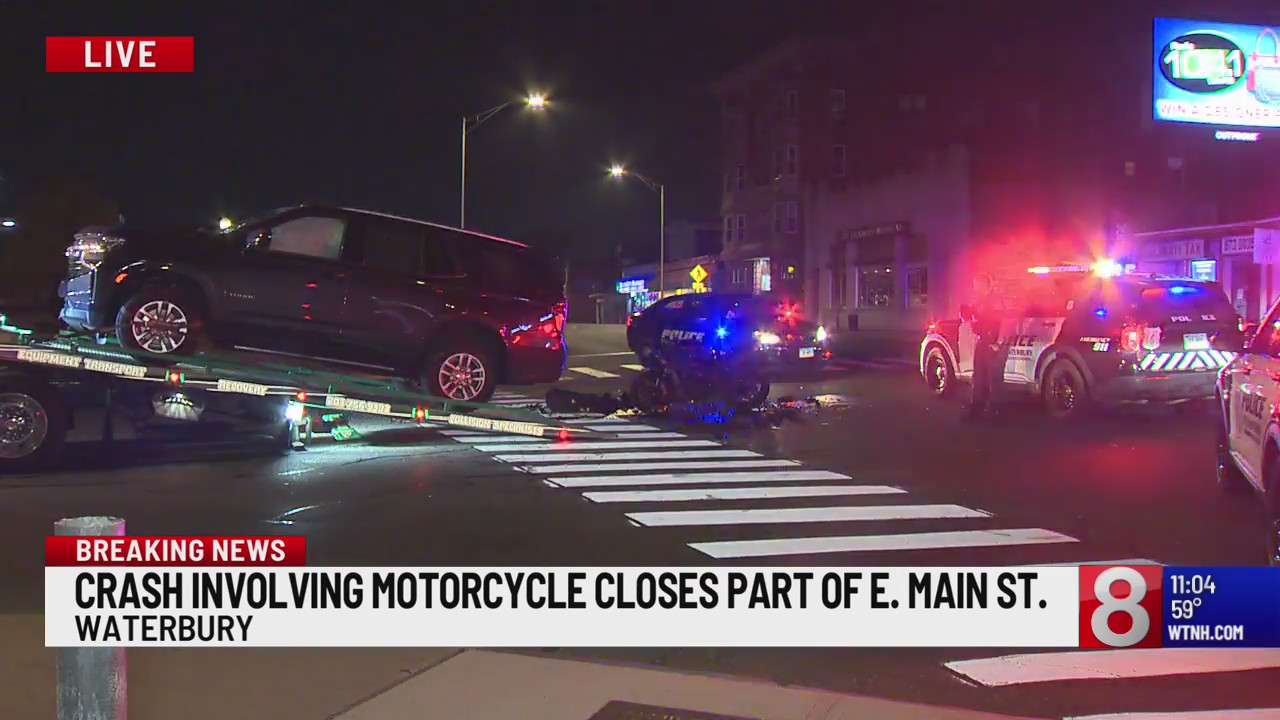 Crash involving motorcycle closes part of East Main Street in Waterbury ...