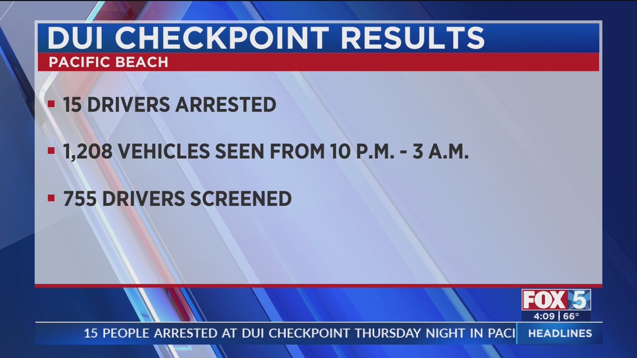 DUI Checkpoint Nets 15 Arrests FOX 5 San Diego & KUSI News