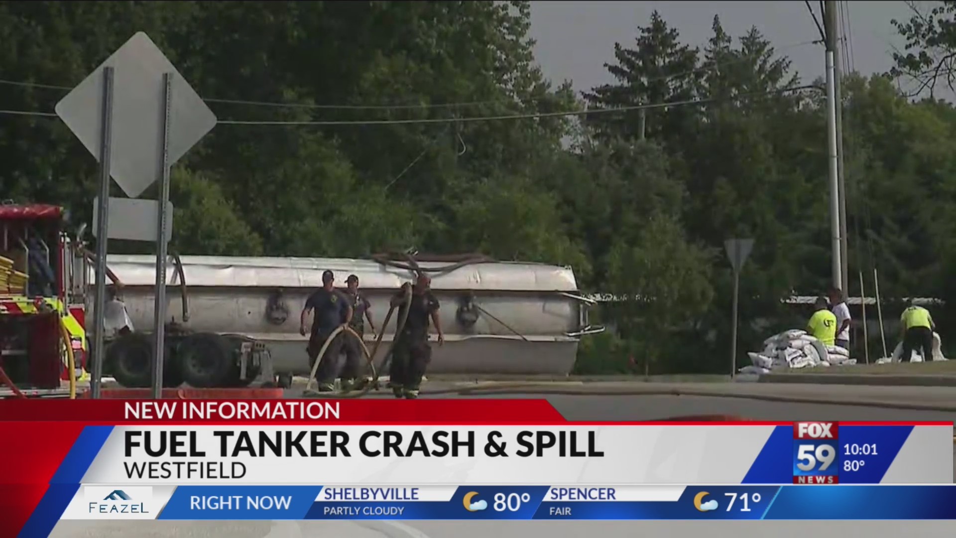 Overturned tanker spills hundreds of gallons of fuel in Westfield – Fox 59