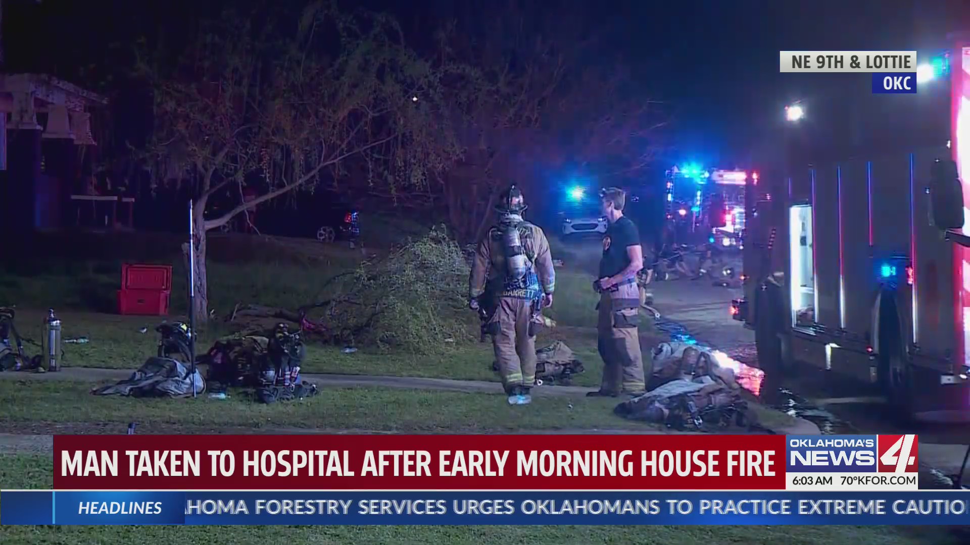 Man taken to hospital after fire – KFOR.com Oklahoma City