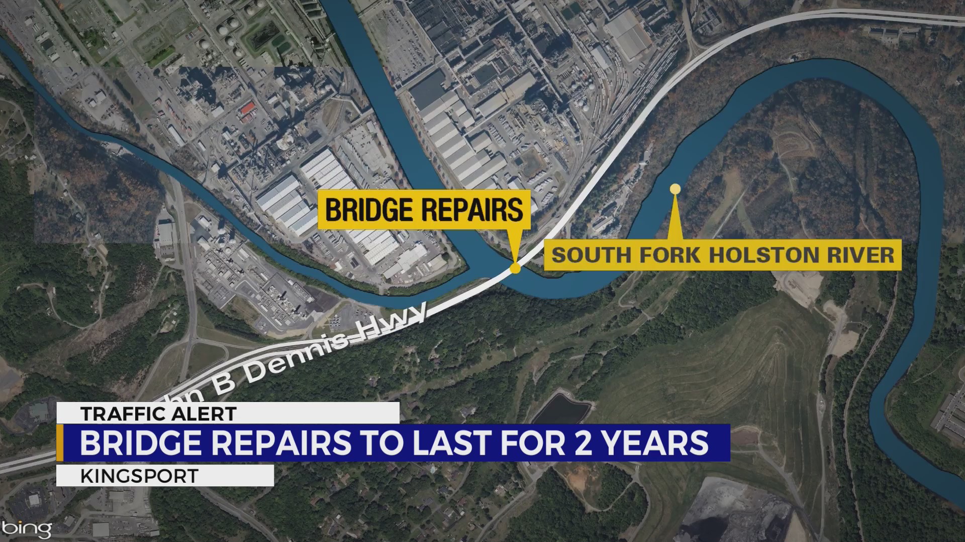 bridge repairs will affect traffic on a Kingsport Highway for