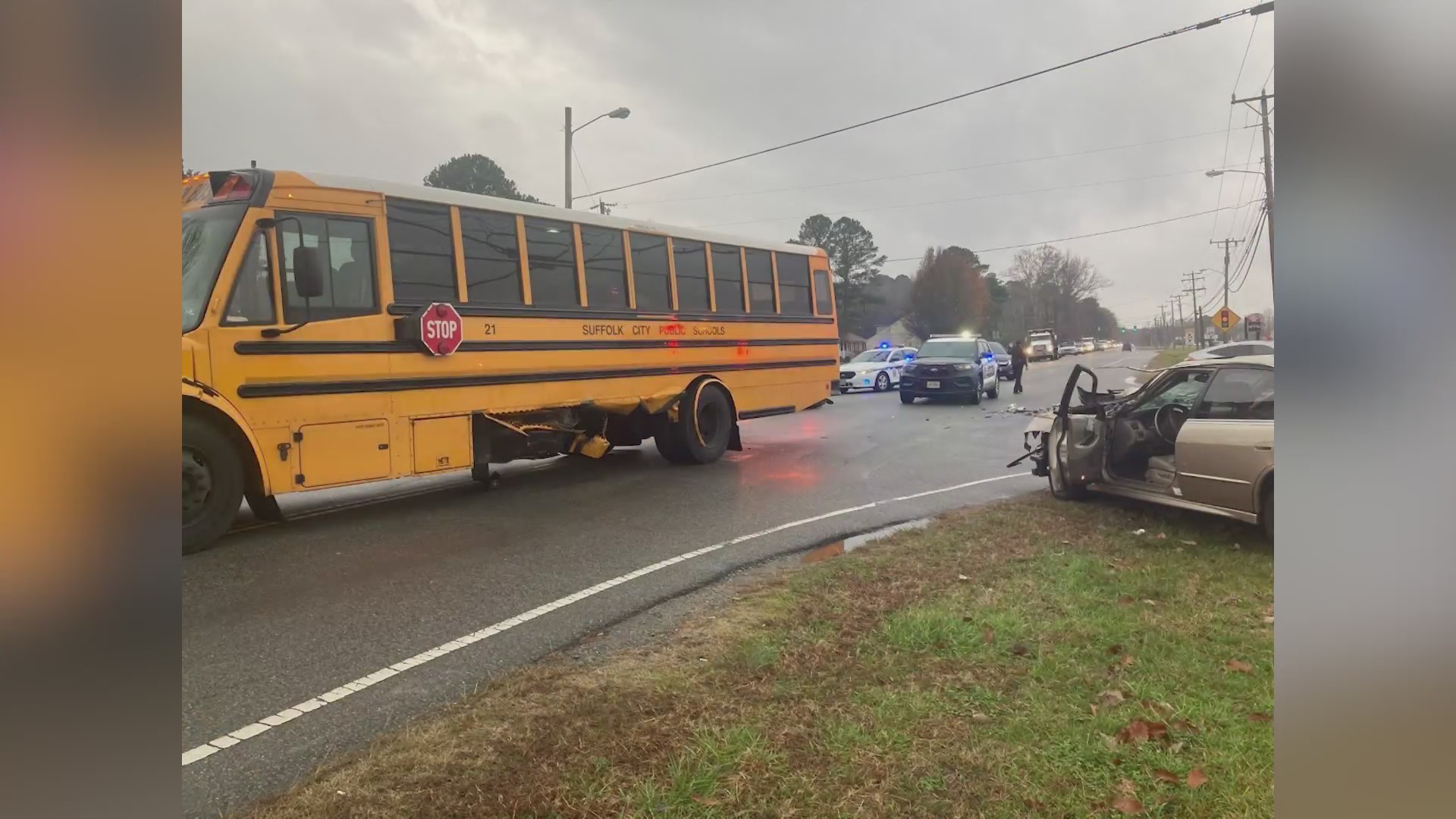 3 injured in Suffolk accident involving school bus