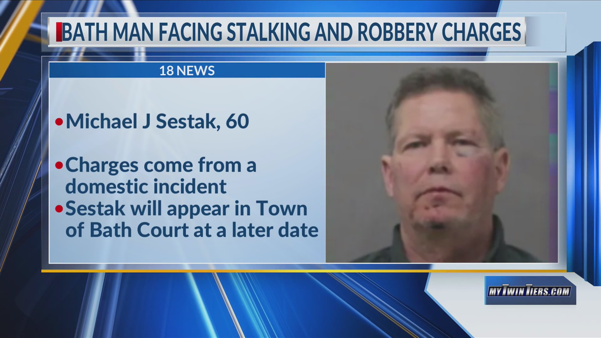 Bath man arrested on stalking, burglary charges – WETM – MyTwinTiers.com