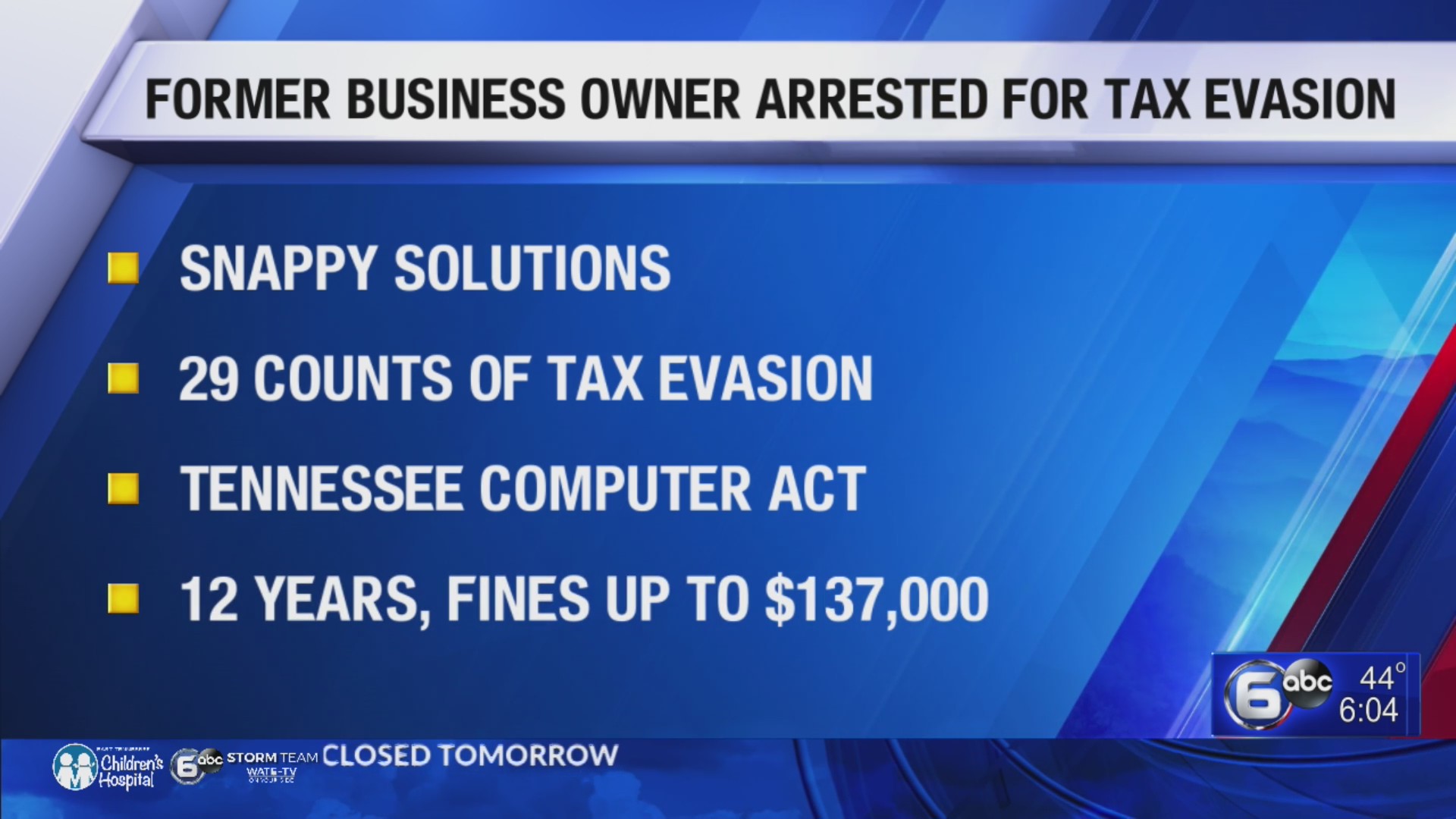 Former Knox County business owner arrested for tax evasion WATE 6 On