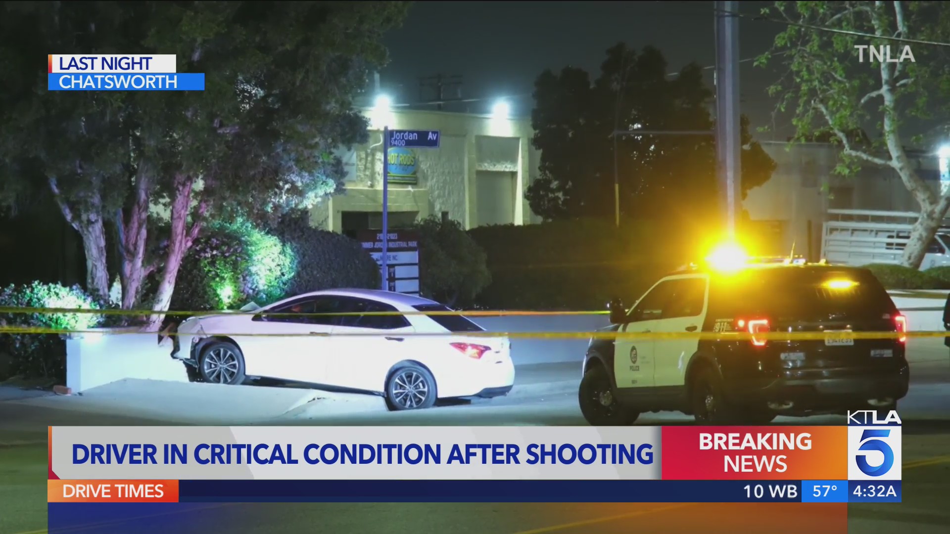 Man shot while driving, crashes car into building in Chatsworth: LAPD ...