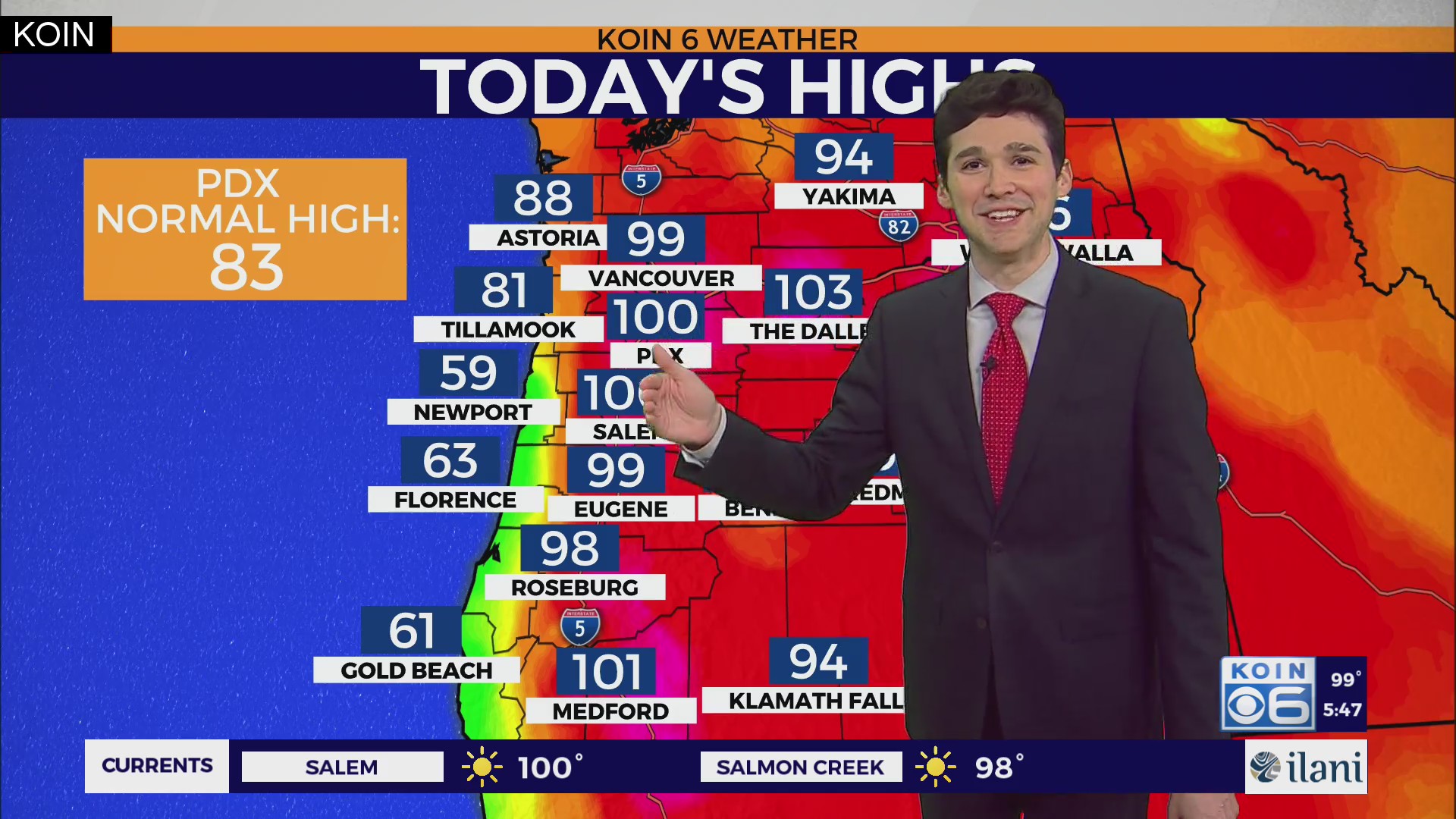 Weather forecast: Portland tops off at 100 degrees and the heat ...