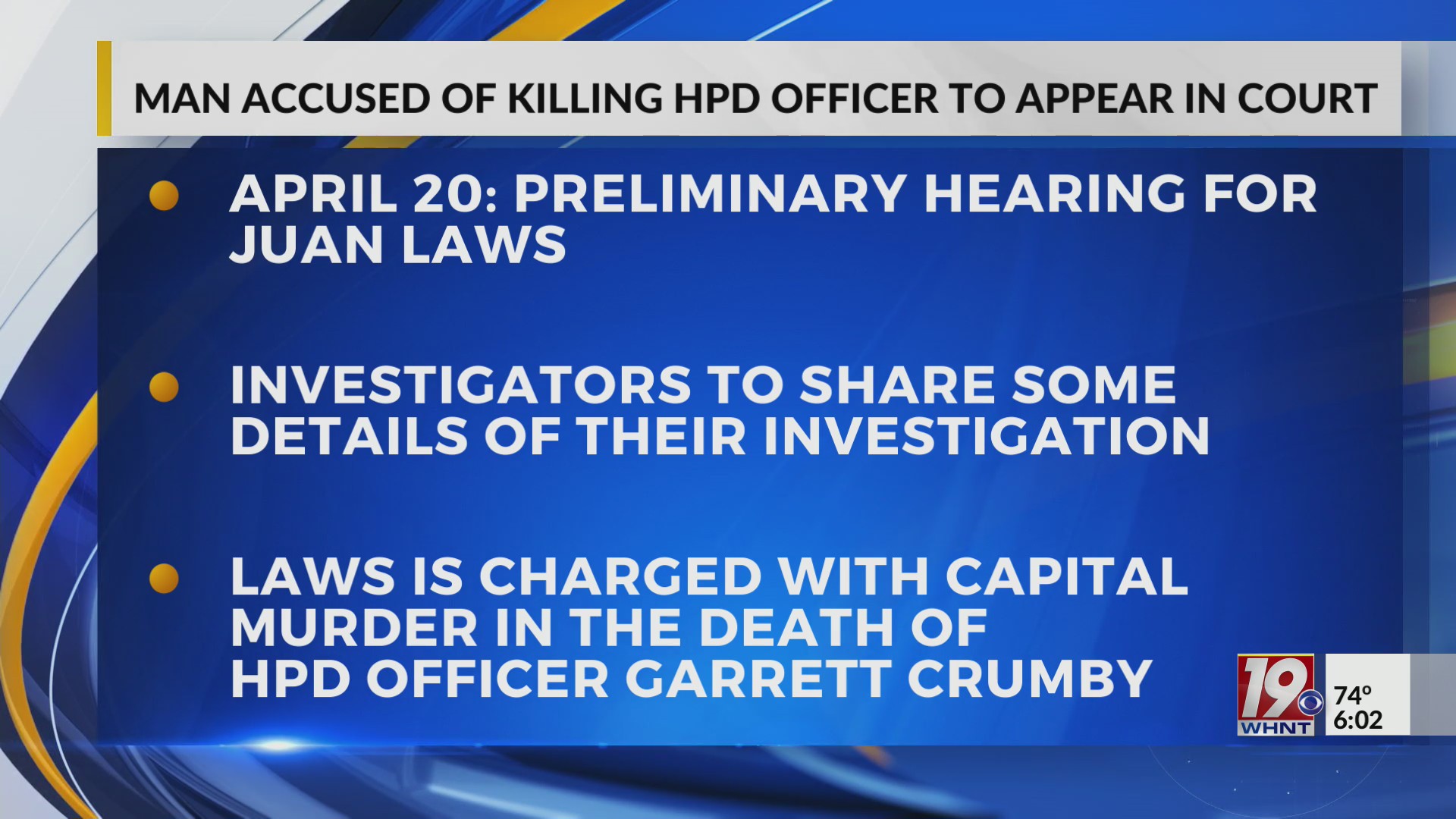 Man Accused of Killing HPD Officer to Appear in Court | April 11, 2023 ...