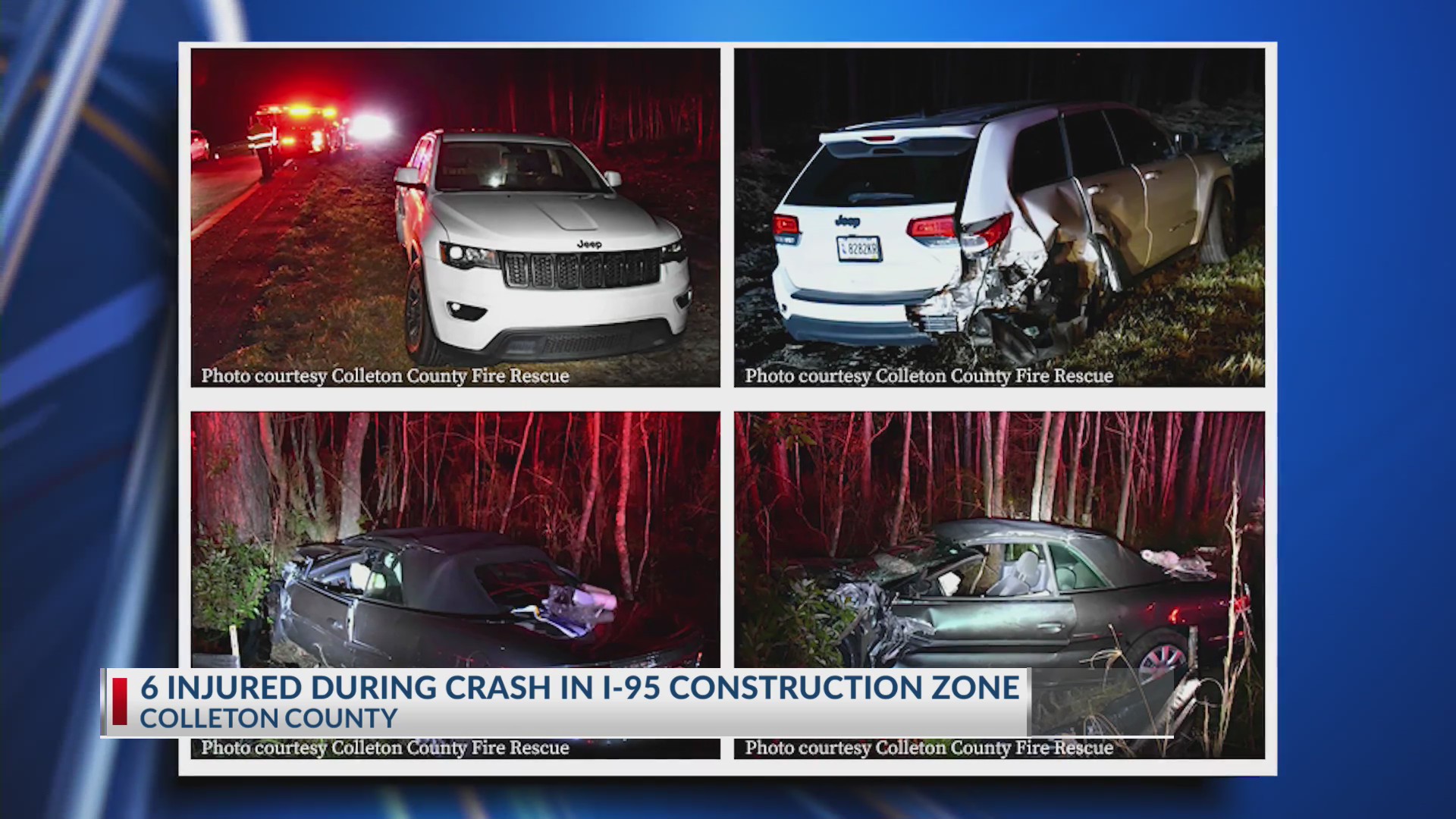 6 injured during crash in I-95 construction zone in Colleton County ...