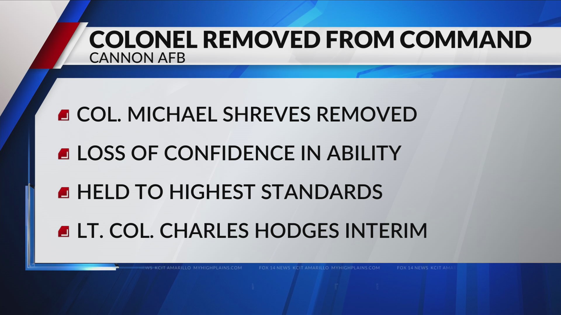 Cannon Air Force Base Colonel relieved from command due to ‘loss of
