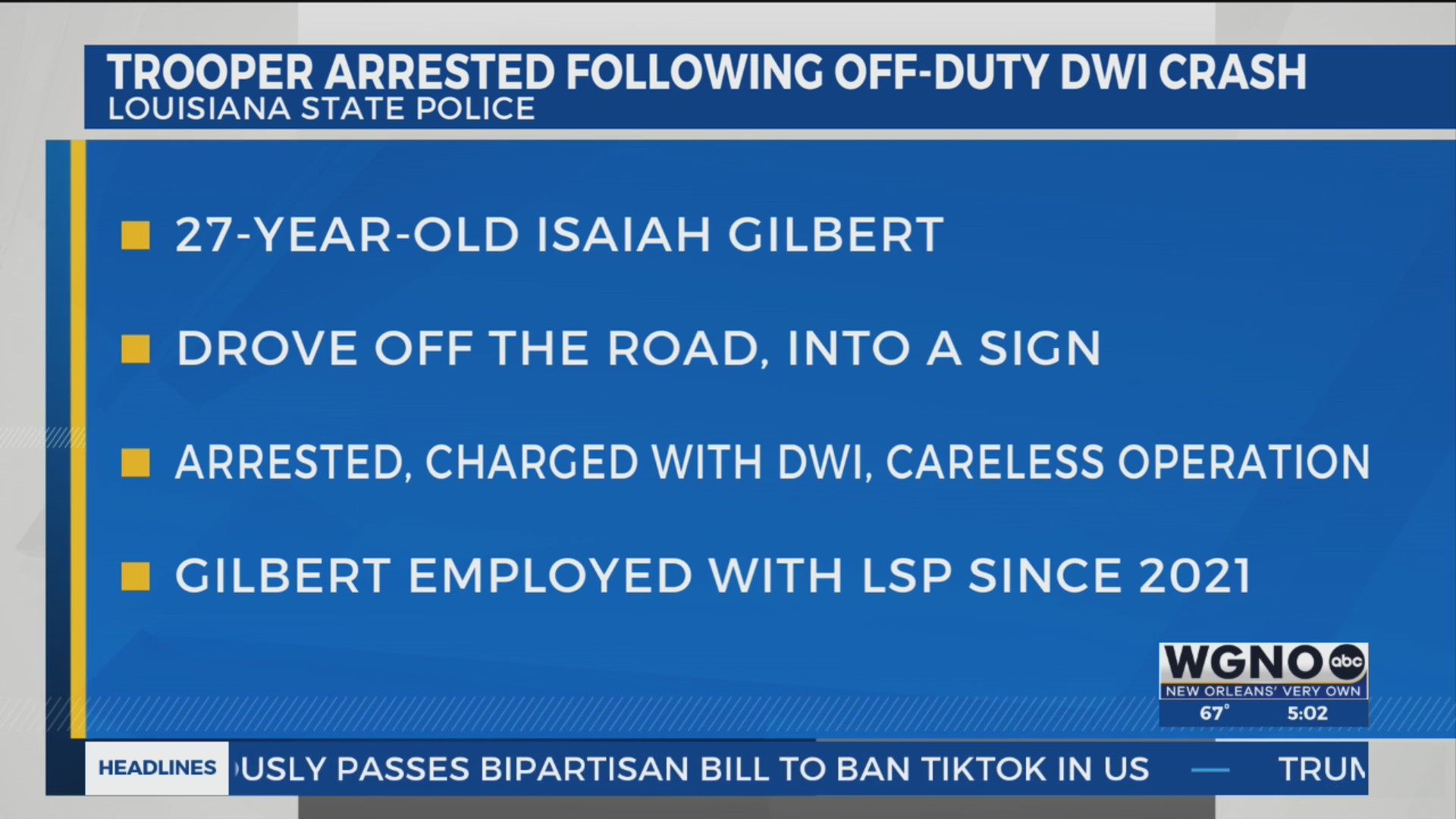 Louisiana State Police arrest one of their own for DWI following crash ...