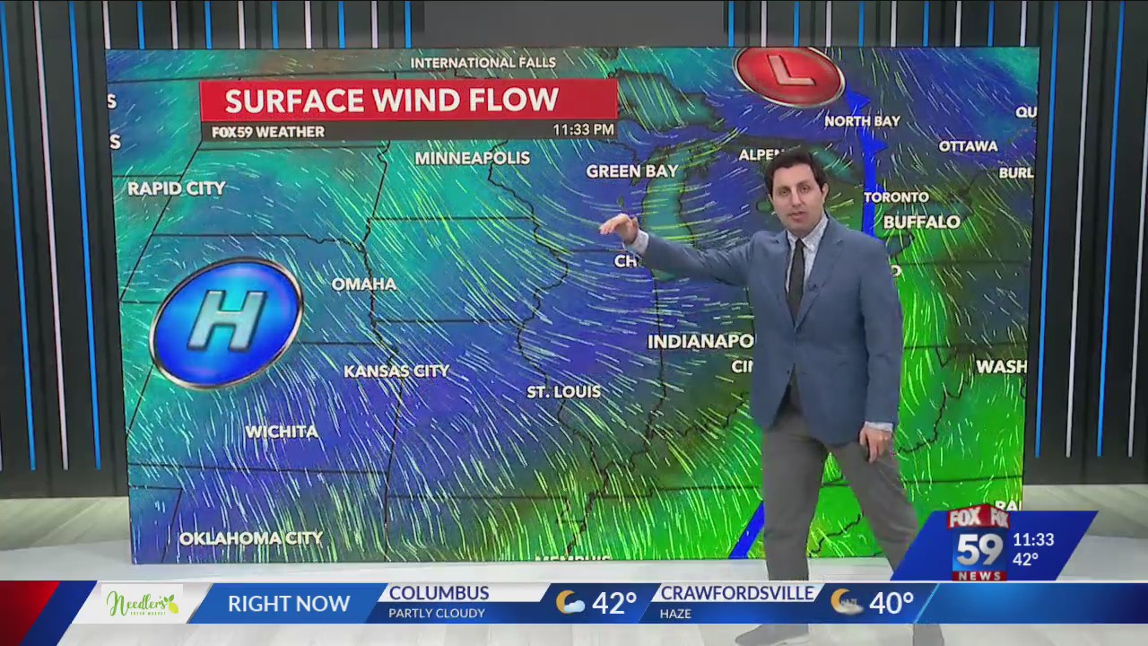 Record-tying warmth to be replaced by colder air, flurries for now – Fox 59