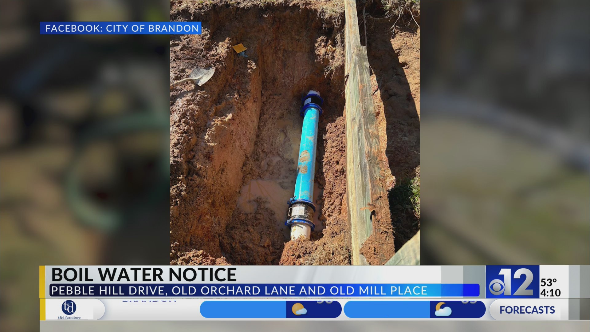 Brandon neighborhood sees low water pressure after water main break WJTV