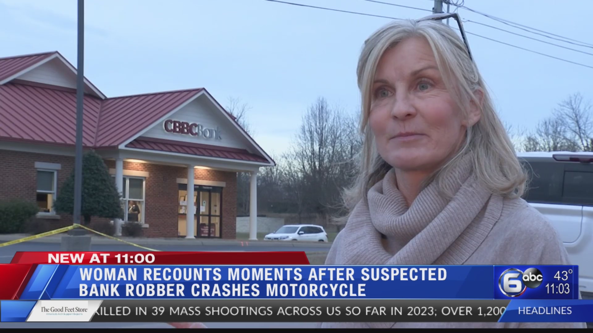 Woman recounts moments after suspected bank robber crashes motorcycle ...