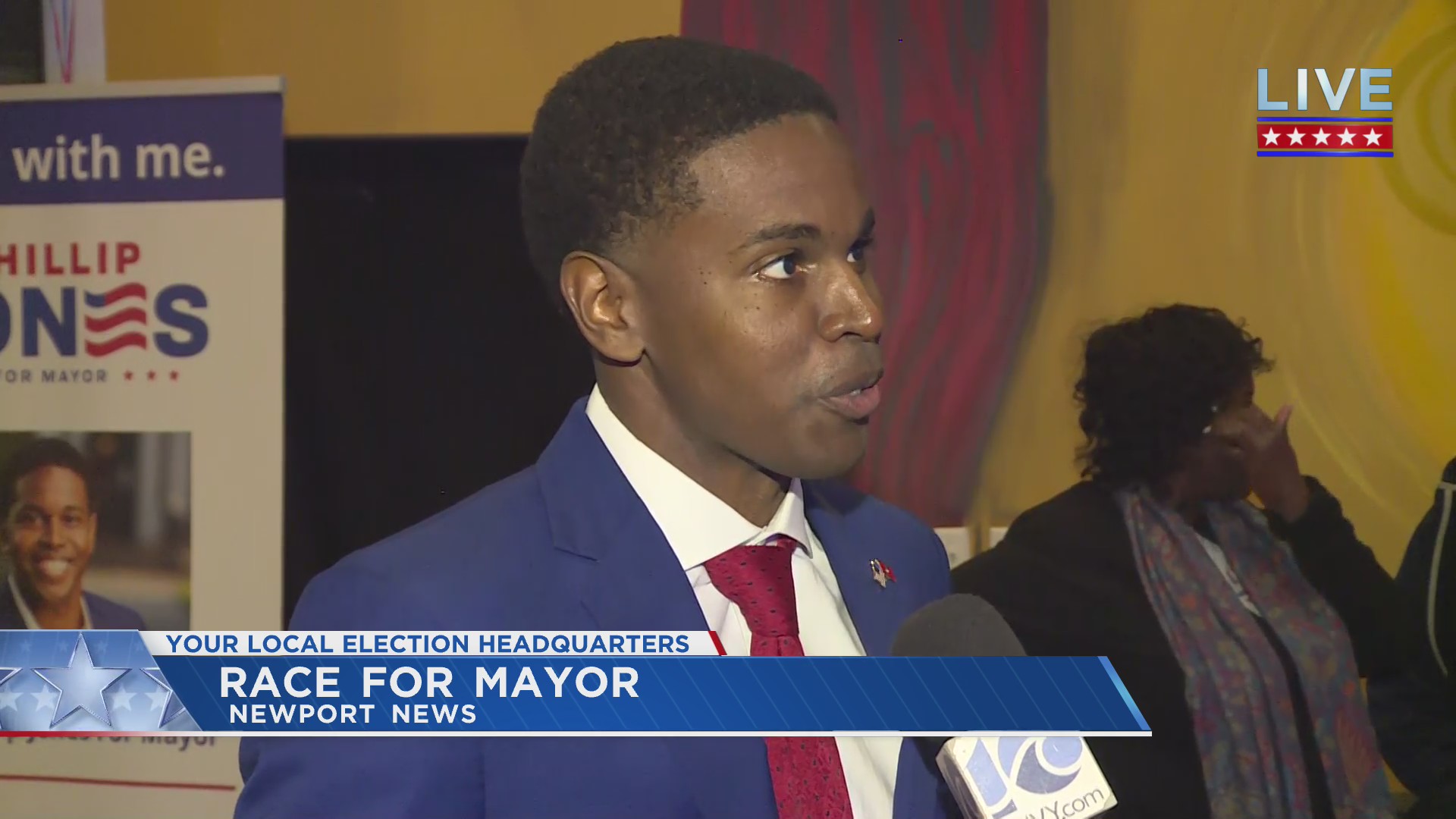 Phillip Jones speaks after declaring victory in the Newport News mayor