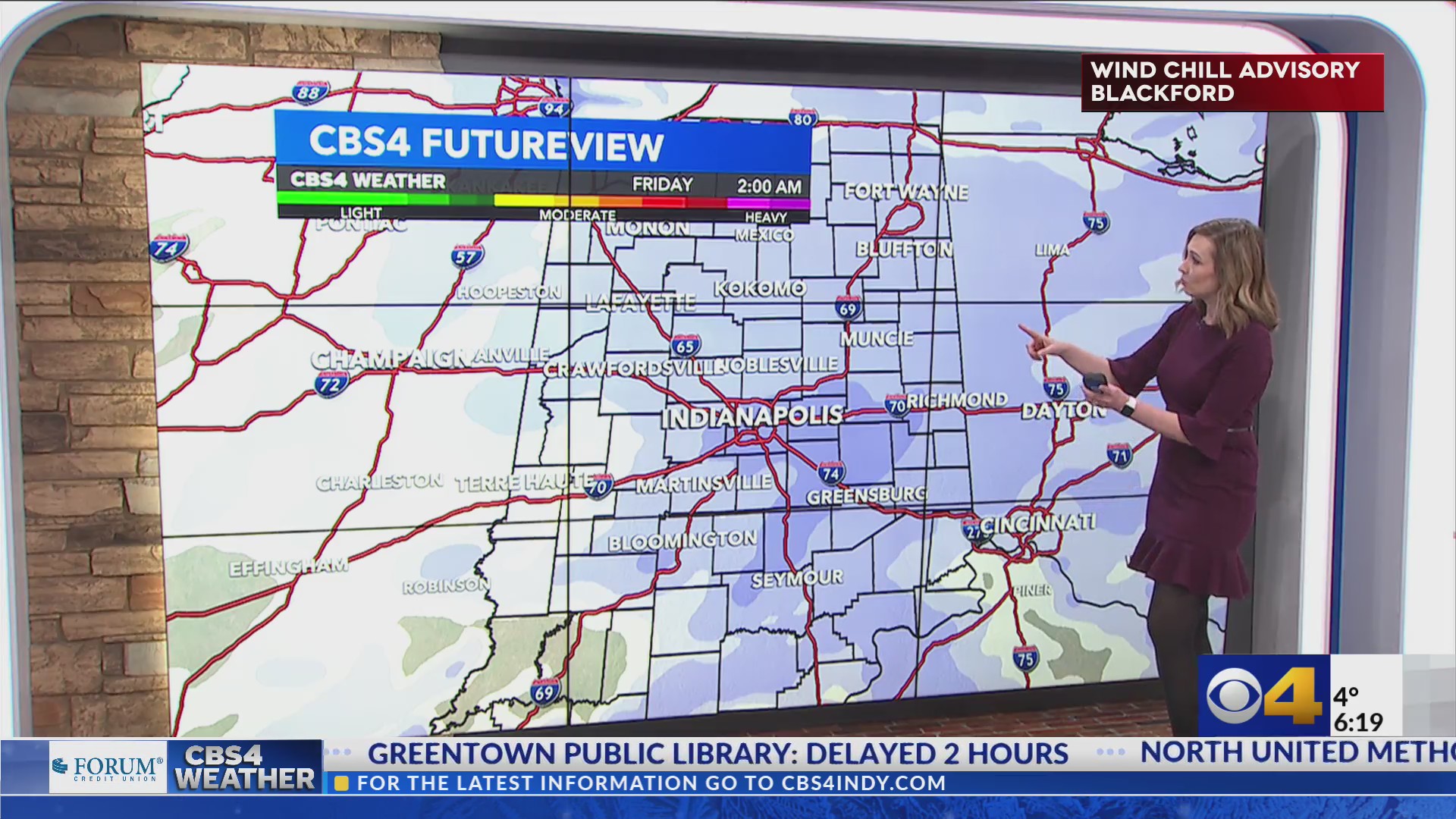 Windy and not as cold; timing when more snow arrives – Fox 59