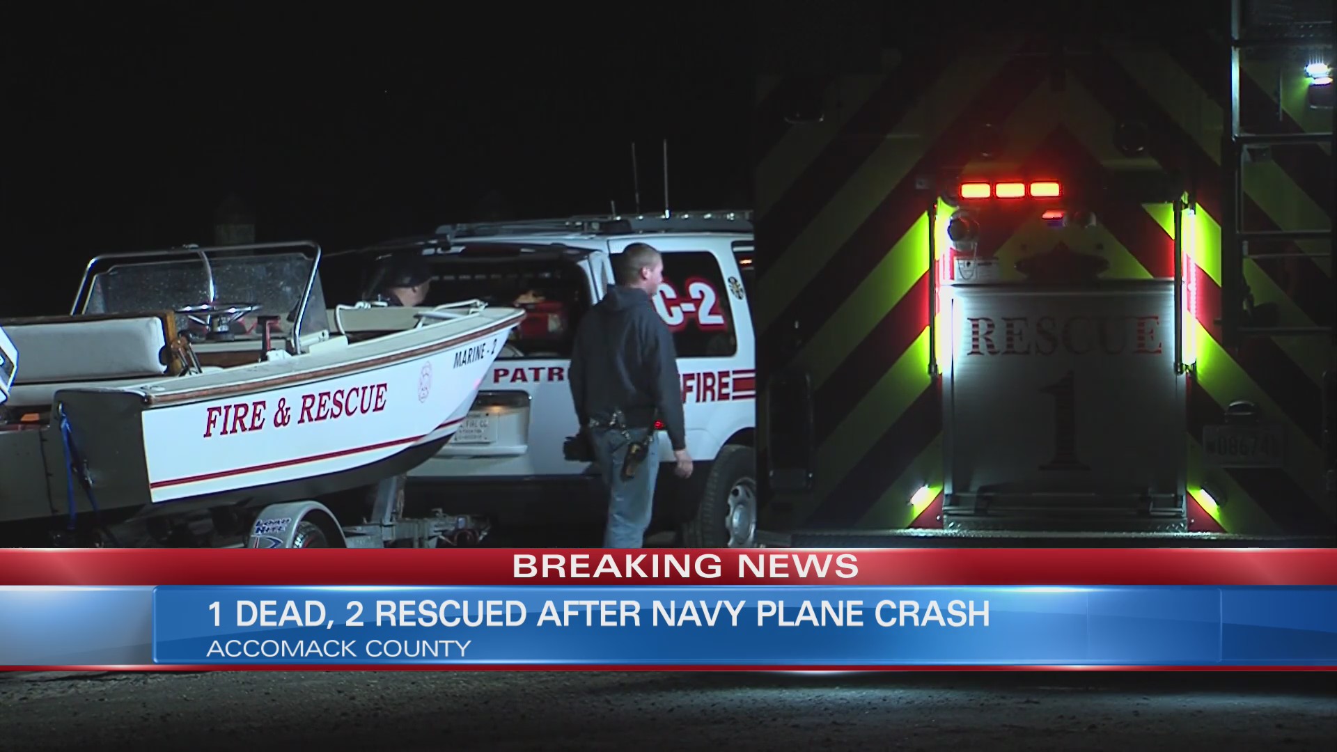 1 person dead, 2 others rescued after Navy plane crash near