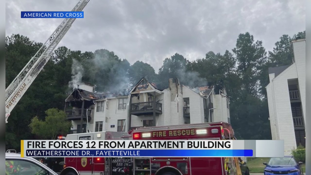 12+ displaced after fire destroys Fayetteville apartment building