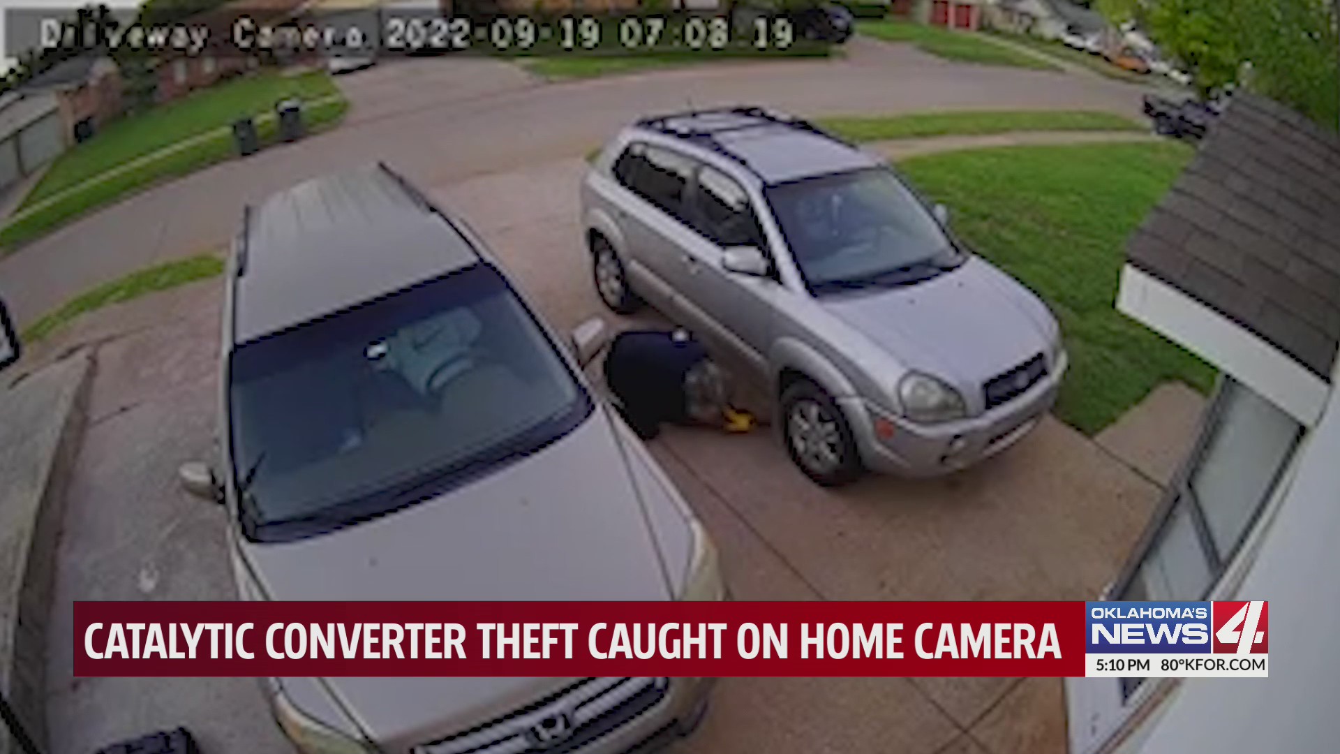 Del City home surveillance records catalytic converter theft in broad daylight