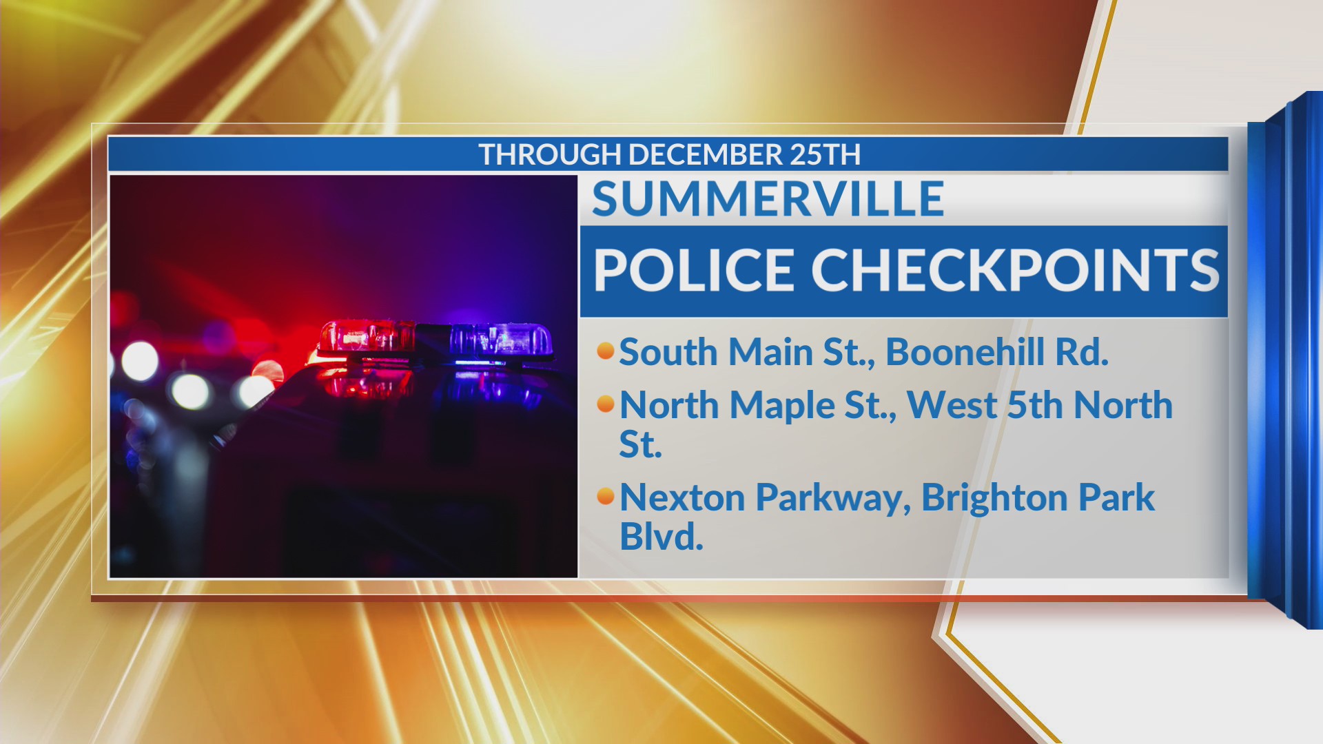 Summerville PD to conduct checkpoints through Christmas day – WCBD News 2