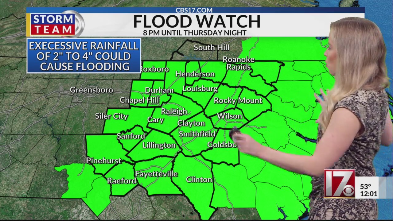 Flood watch extended until Thursday evening – CBS17.com