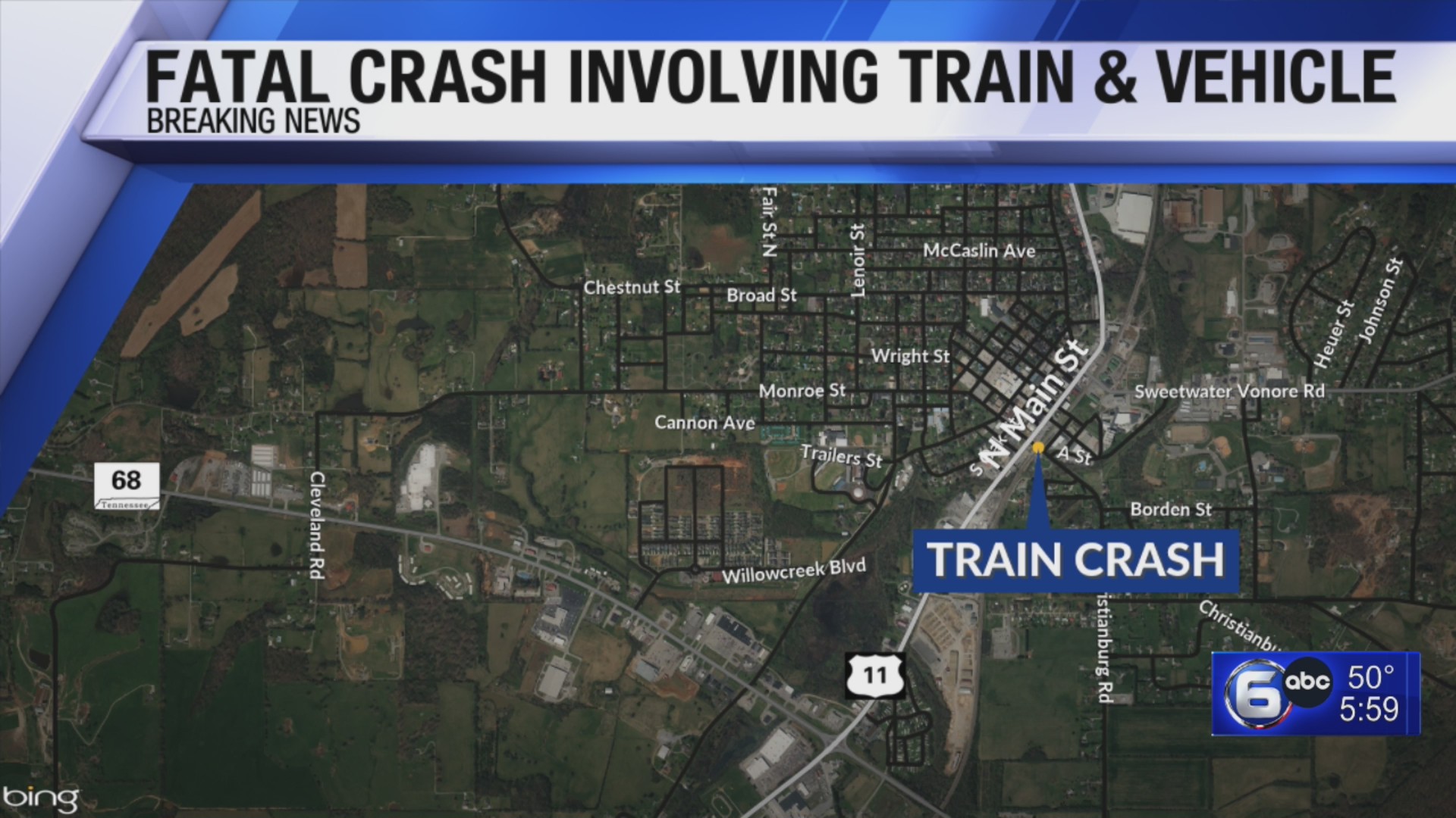 Fatal crash involving train reported in Sweetwater – WATE 6 On Your Side