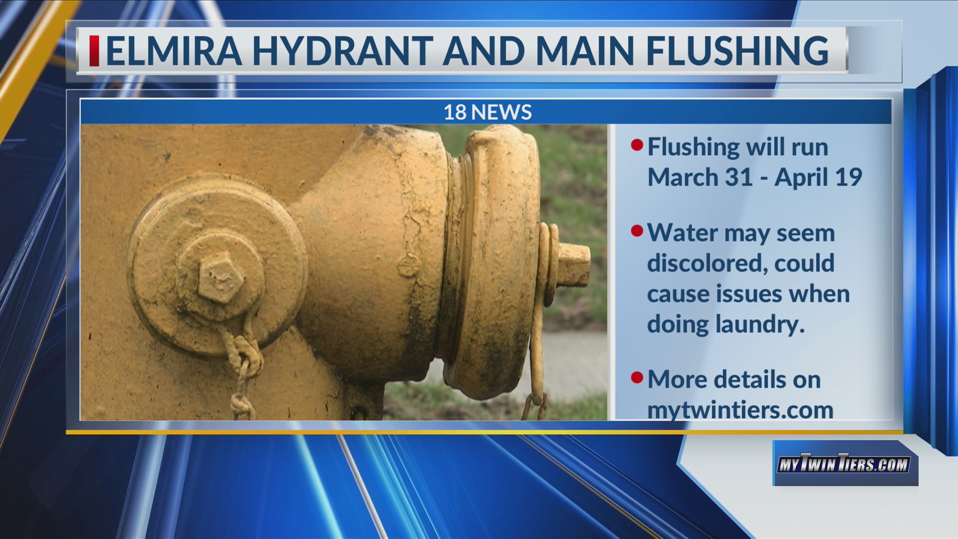 Elmira Water Board announces spring hydrant flushing dates - WETM ...