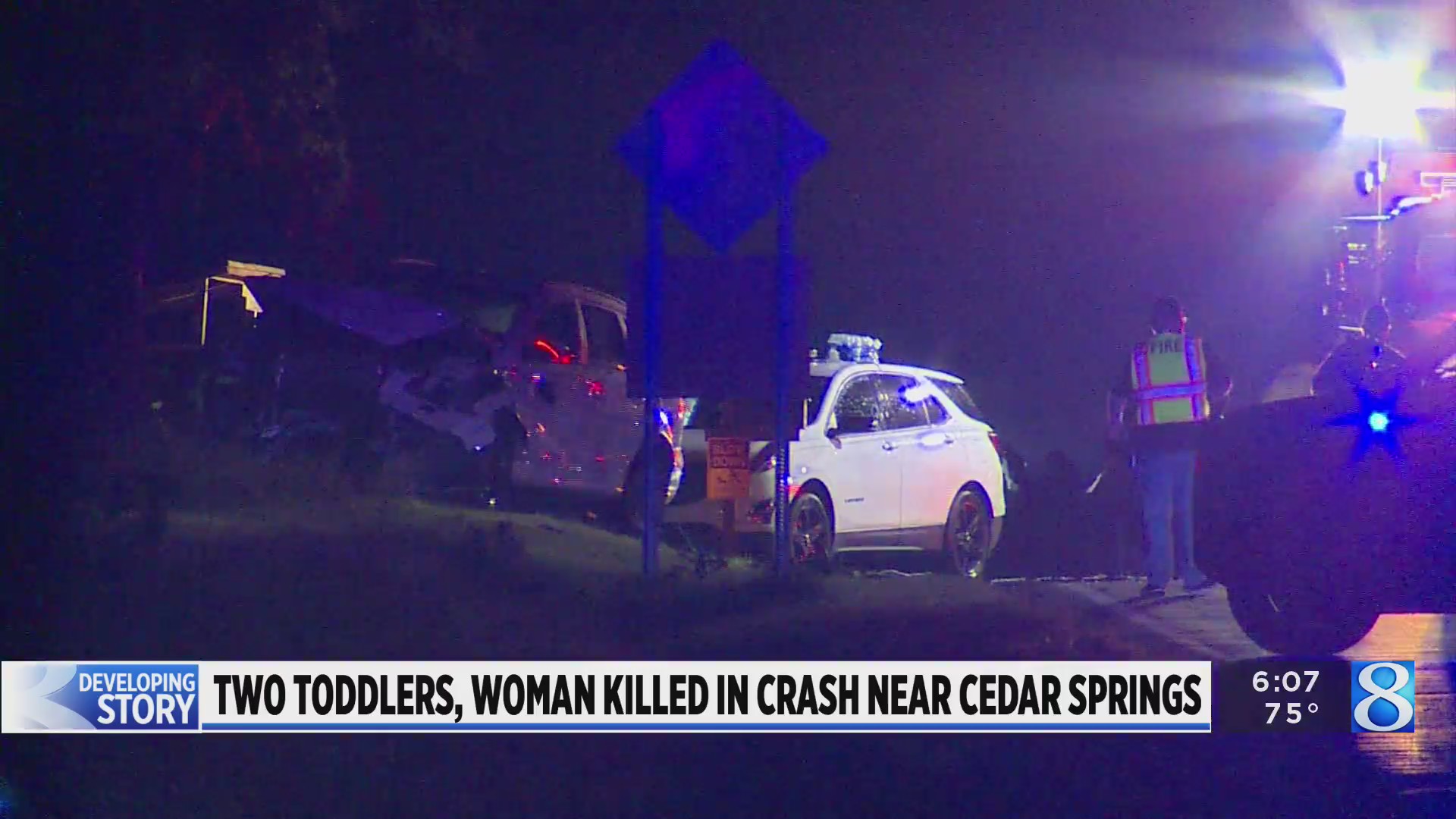 Two toddlers, woman killed in crash near Cedar Springs
