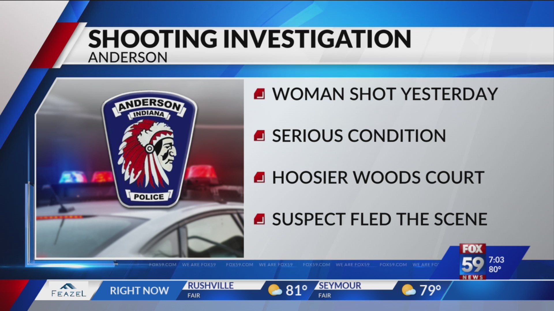 Woman seriously injured in Anderson shooting – Fox 59