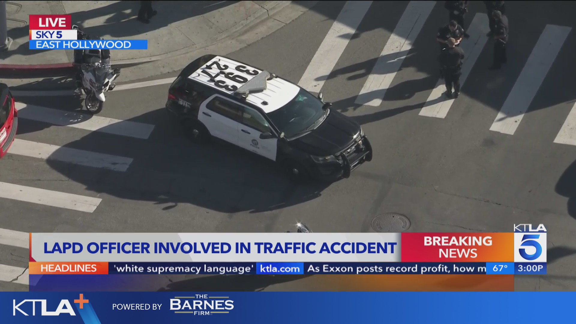 LAPD officer injured in crash in East Hollywood – KTLA