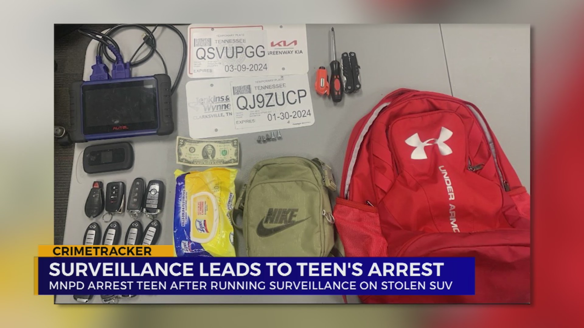Teen arrested in stolen SUV with vehicle theft tools, Metro police say ...