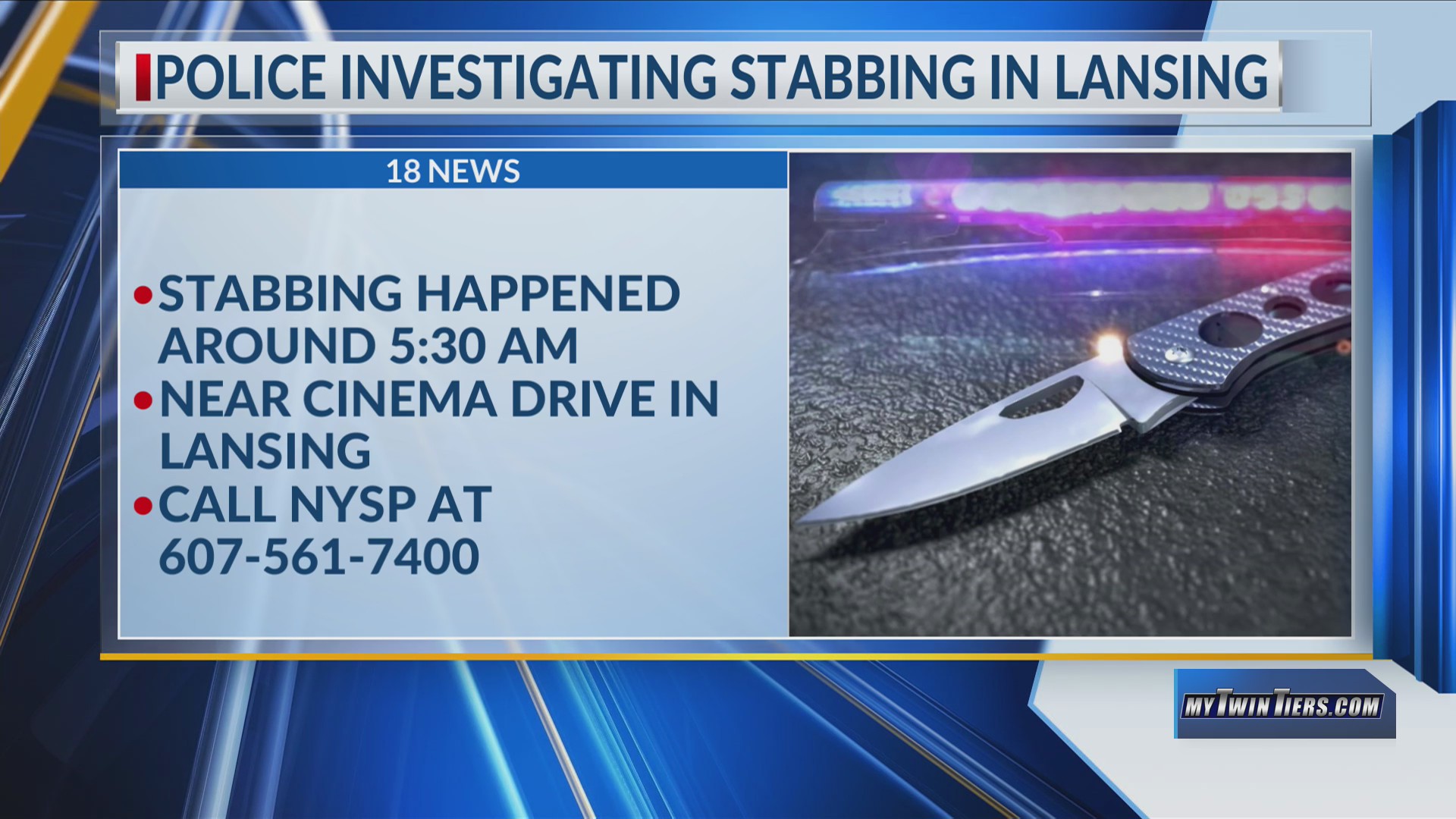 Stabbing occurs in Lansing, police investigating – WETM – MyTwinTiers.com