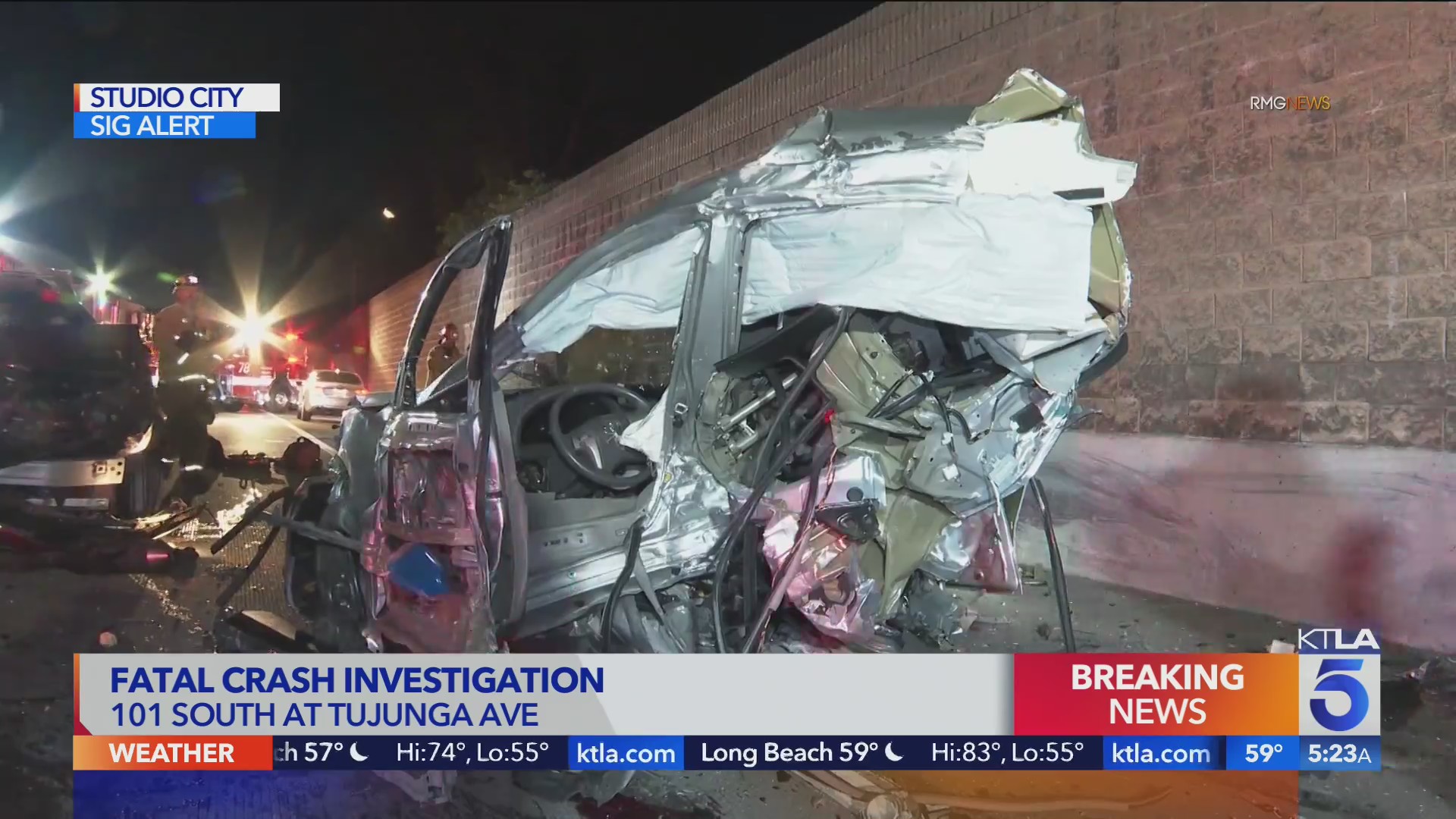 Car split in half in Studio City fatal crash – KTLA