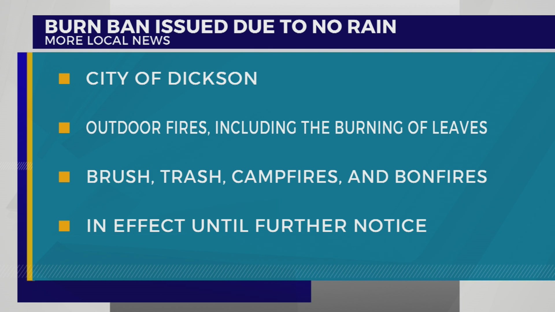 Burn ban issued in Dickson due to dry conditions – WKRN News 2