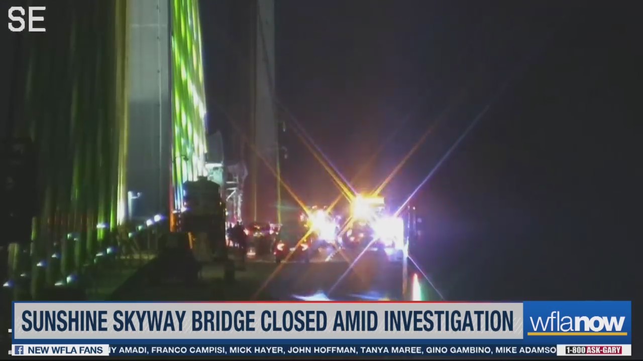 Southbound Sunshine Skyway Bridge closed; crews on scene WFLA