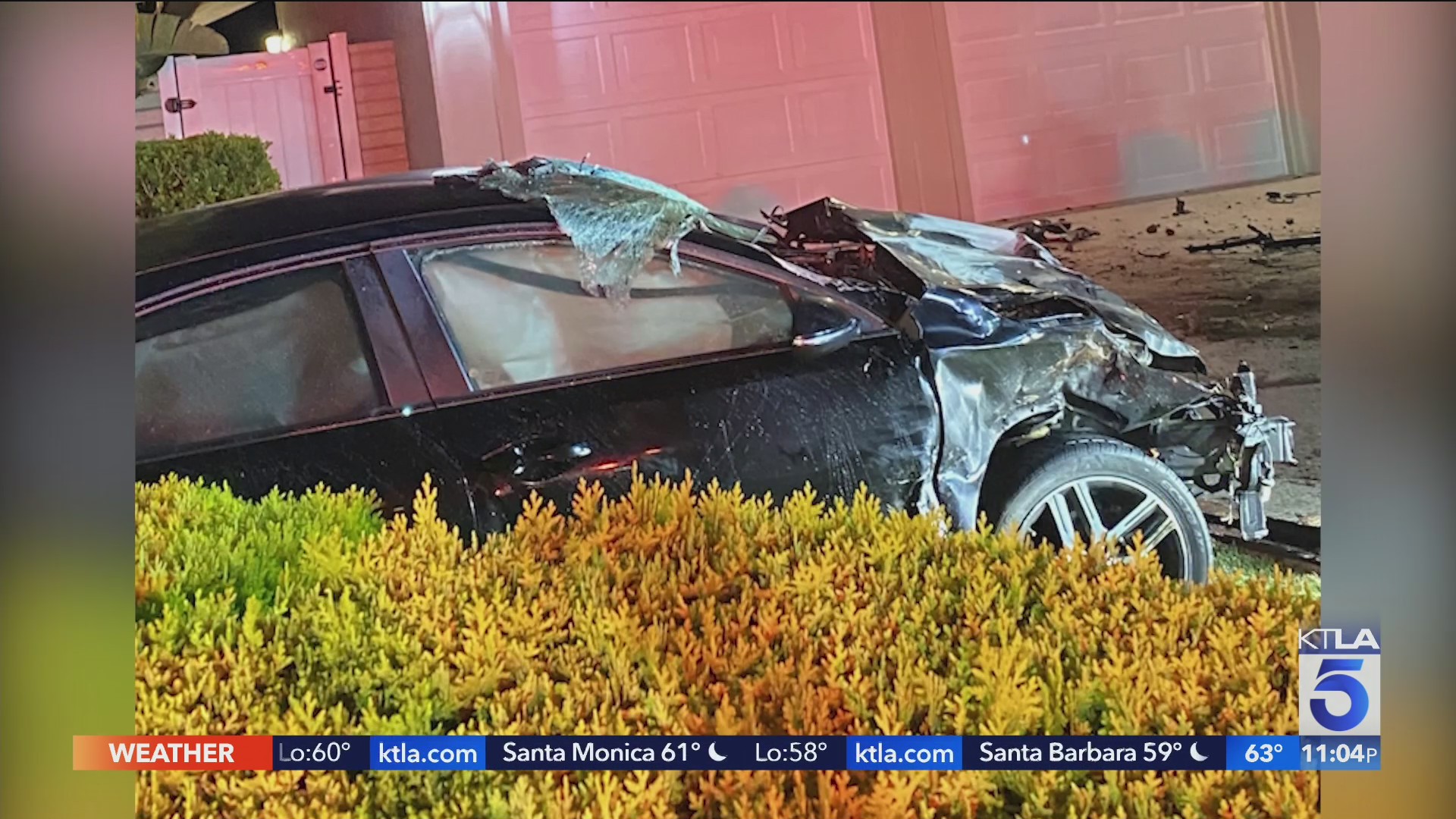 Car goes airborne, careens into Tustin home KTLA