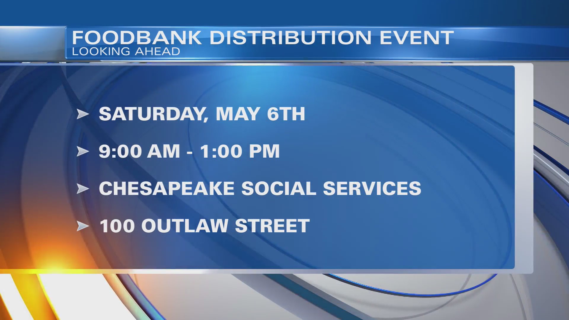 Foodbank holding drivethru food pantry in Chesapeake May 6
