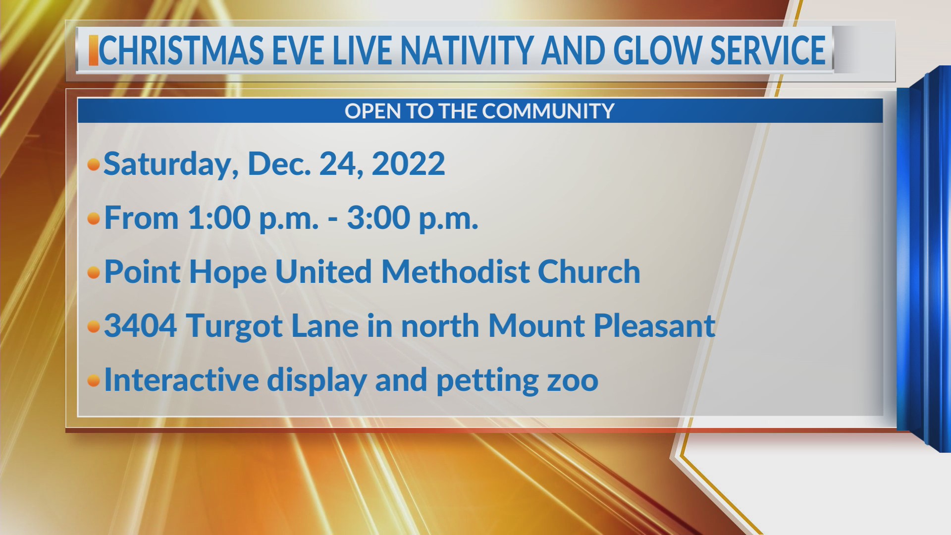 Mount Pleasant church to host live nativity on Christmas Eve WCBD News 2