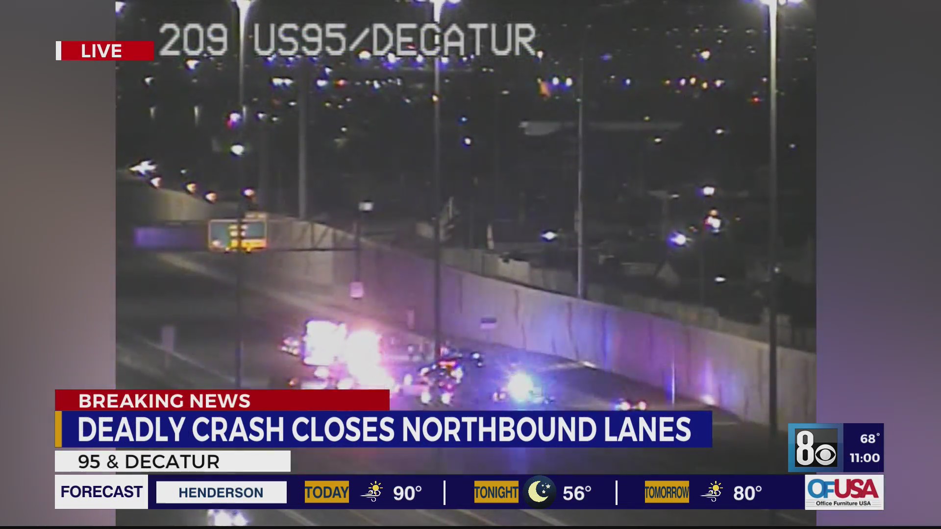 Deadly car crash shuts down portion of US 95 in central Las Vegas ...