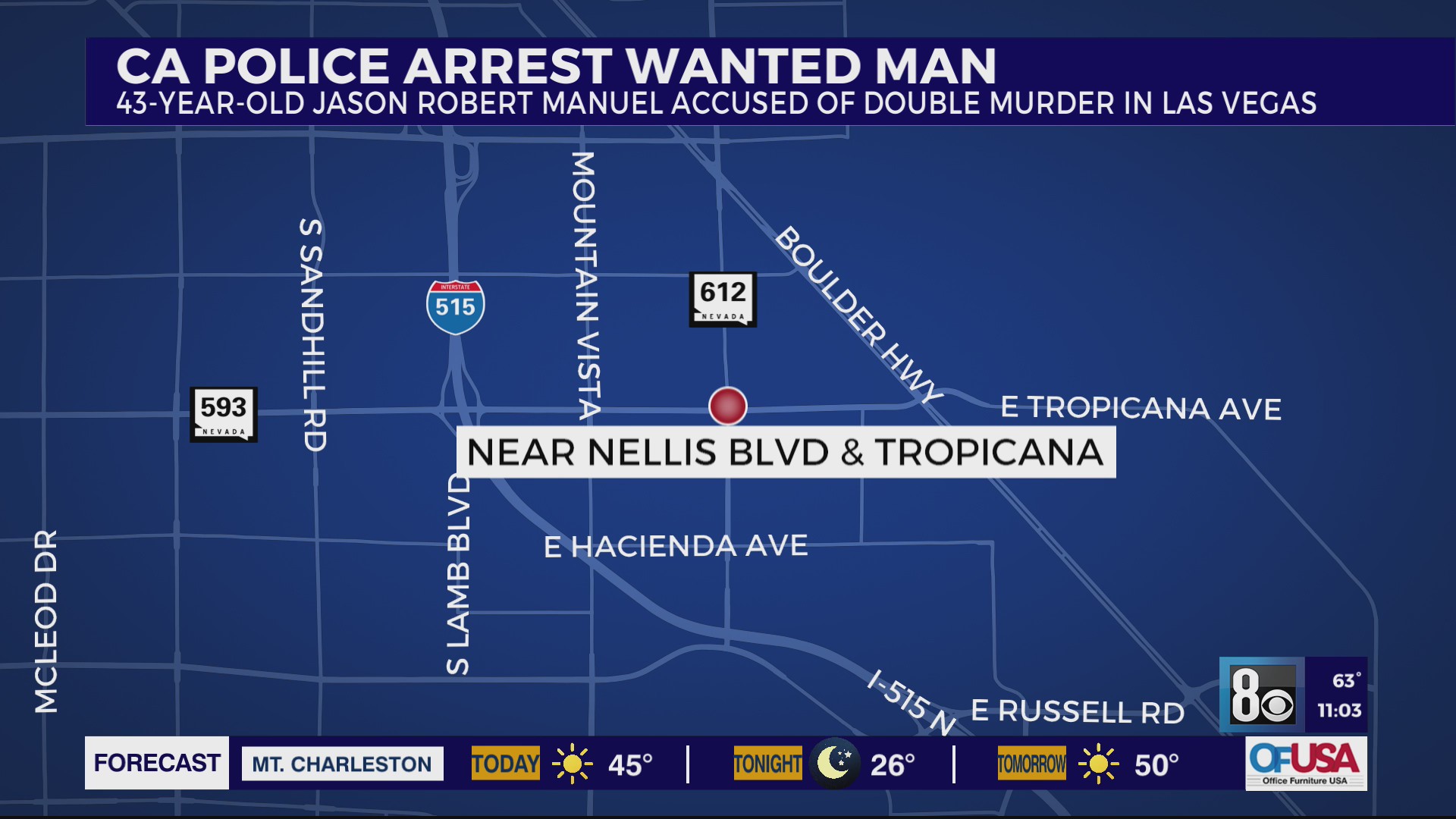 Man suspected in Las Vegas double murder case arrested in California – KLAS