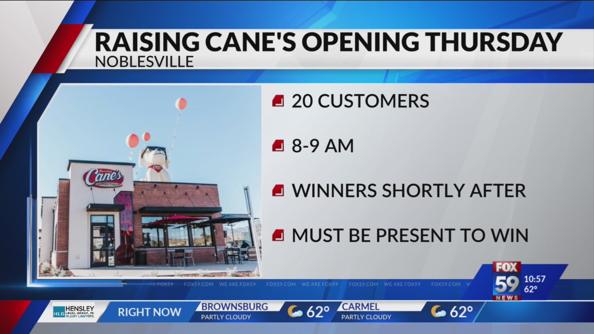 Noblesville Raising Cane’s hosts grand opening this Thursday Fox 59