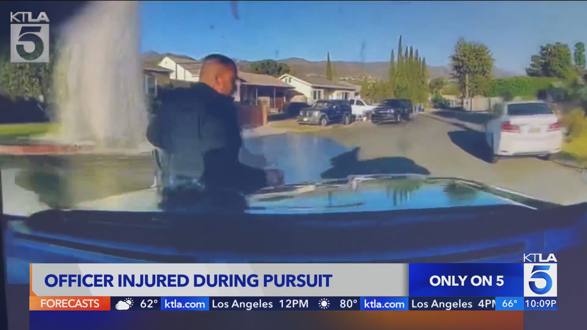 Officer appears to be struck by LAPD cruiser – KTLA