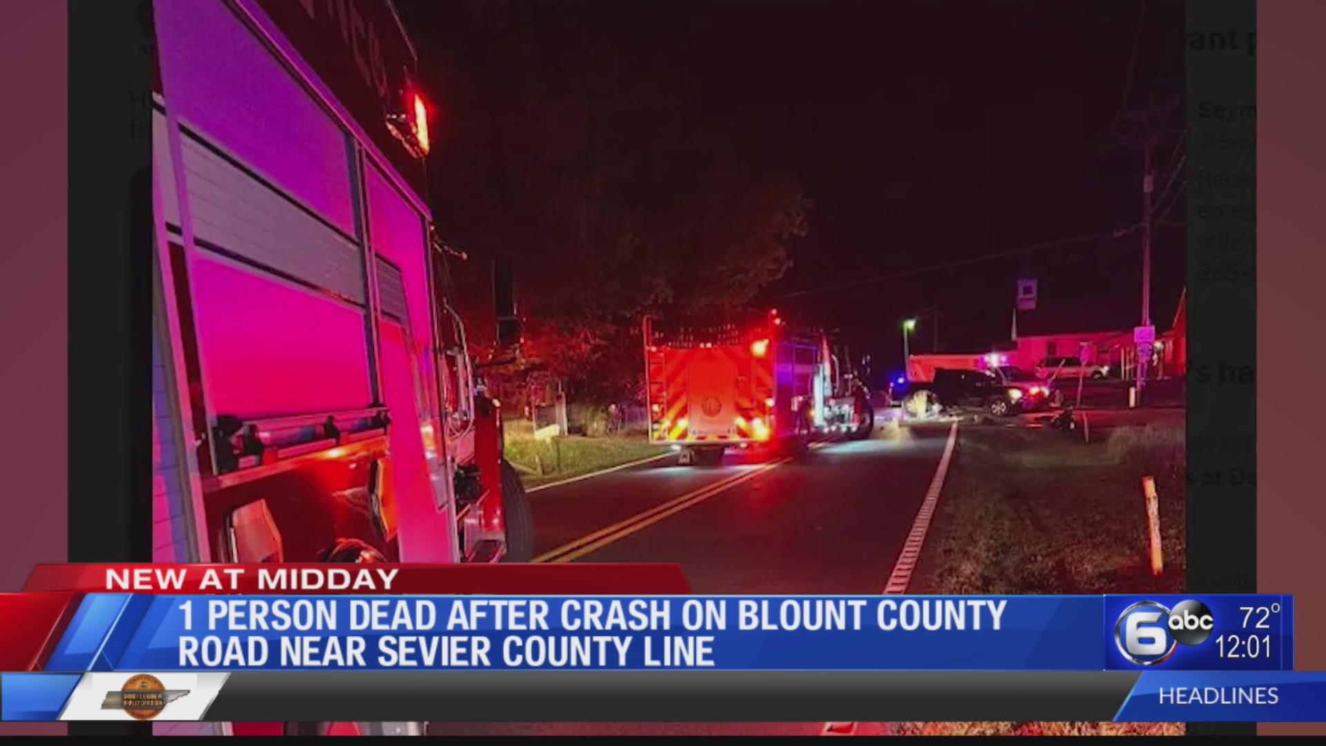 1 person dead after crash in Blount County near Sevier County line ...